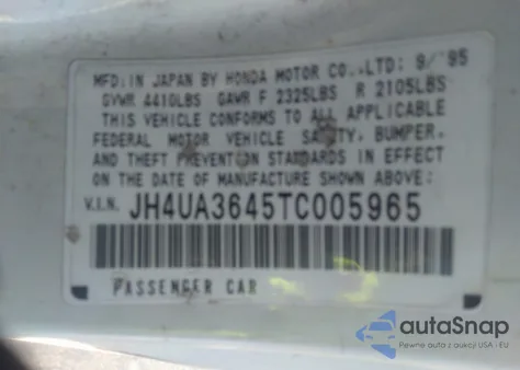 1996 Acura 3.2Tl from USA, damaged, VIN JH4UA3645TC005965